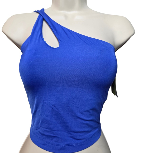 all in motion Tops - All In Motion Women’s One Shoulder Crop Tank Blue Size S Stretch Athletic NWT